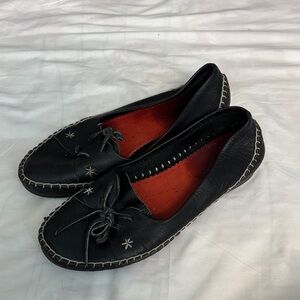 Black Leather Women's Loafers